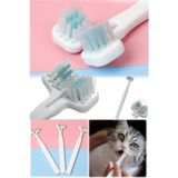 Munico Tüm Tarafları Temizleyen Ergonomik Çift Başlıklı Köpek Kedi Diş Bakımları Için Manual Diş Fırçası