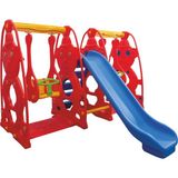 Mupark 2 Kaydırak 1 Salıncak Set - Çocuk Oyun Parkı - Çocuk Salıncak - Çocuk Kaydırak - Anaokulu - Kreş - Kırmızı Model