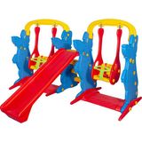 Mupark 2 Kaydırak 1 Salıncak Set - Çocuk Oyun Parkı - Çocuk Salıncak - Çocuk Kaydırak- Anaokulu - Kreş - Mavi