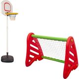 Mupark Basket Potası ve Minyatür Kale Spor Seti - Anaokulu - Kreş - Çocuk Oyun Alanı - Spor Oyuncakları - Kırmızı - Beyaz