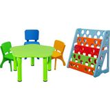 Mupark Çocuk Aktivite Masası - Renkli Sandalyeler ve Renkli Kitaplık - Büyük Masa Set - Anaokulu - Kreş - Yeşil