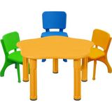 Mupark Çocuk Masa ve Sandalye Set - Aktivite Masası - Anaokulu - Kreş - Etkinlik Masası - Renkli Sandalyeler - 3 Sandalye - 1 Masa - Sarı