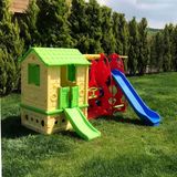 Mupark Çocuk Oyun Parkı - Oyun Evi Kaydırak Salıncak Set - Çocuk Salıncak - Çocuk Kaydırak - Anaokulu - Kreş - Krem