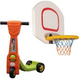 Mupark Çocuklar Için 2'li Hareket Seti: Duvar Basketbol Potası & 3 Tekerlekli Scooter | Spor ve Eğlence Bir Arada! - Turuncu