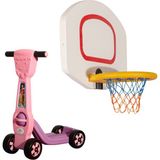 Mupark Çocuklar Için 2'li Hareket Seti: Duvar Basketbol Potası & 4 Tekerlekli Scooter | Spor ve Eğlence Bir Arada! - Pembe