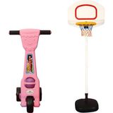 Mupark Çocuklar Için 2'li Spor Seti: 3 Tekerlekli Scooter & Ayarlanabilir Basketbol Potası | Eğlence ve Hareket Bir Arada! - Pembe
