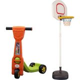 Mupark Çocuklar Için 2'li Spor Seti: 3 Tekerlekli Scooter & Ayarlanabilir Basketbol Potası | Eğlence ve Hareket Bir Arada! - Turuncu
