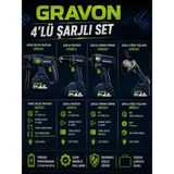 Mur-Cell Gravon Şarlı 4'lü Set 20V 4AH Kırıcı Delici Matkap-Matkap-Somun Sökme-Köşe Taşlama