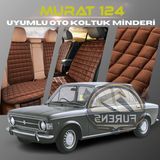 Murat 124 Kahverengi Renk Tay Tüyü Cepli & Terletmez Sırtlı Oto Koltuk Minder Seti - Koltuk Koruma Kılıfı (Ön & Arka Tam Set)
