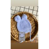 Murat Baby Çift ponpon örgülü triko bebek bere