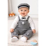 Murat Baby Erkek Bebek Şapkalı Papyonlu Salopet Takım