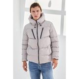 Murat Giyim Su ve Rüzgar Geçirmez Erkek Kapüşonlu Şişme MONT-6440 - 2XL - Taş