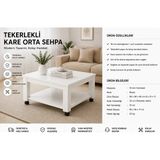 Murat Mobilya Tekerlekli Orta Sehpa - BEYAZ