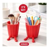 Muray Tekno 2’li Set Sevimli Hareketli Ayaklı Dekoratif Organizer – Masaüstü Saklama Kutusu - 2 Adet - Kırmızı