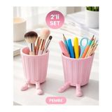 Muray Tekno 2’li Set Sevimli Hareketli Ayaklı Dekoratif Organizer – Masaüstü Saklama Kutusu - 2 Adet - Pembe