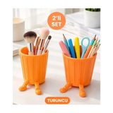 Muray Tekno 2’li Set Sevimli Hareketli Ayaklı Dekoratif Organizer – Masaüstü Saklama Kutusu - 2 Adet - Turuncu