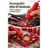 Muray Tekno USB Mini Drill Matkap Seti – 7 Parça Mandren Seti+ 3 Adet Mikro Matkap Ucu – Hassas Delme & Dıy - Kırmızı