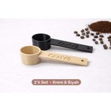 Muraytekno Kahve Yazılı Kahve Ölçü Kaşığı (2 Adet) | Espresso & Filtre Kahve | Set-Renk Seçenekli - Siyah - Bej