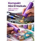 MurayTekno USB Mini Drill Matkap Seti , 7 Parça Mandren Seti , 3 Adet Mikro Matkap Ucu , Hassas Delme , Dıy , Mor