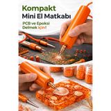 MurayTekno USB Mini Drill Matkap Seti 7 Parça Mandren Seti, 3 Adet Mikro Matkap Ucu,hassas Delme ,dıy,turuncu