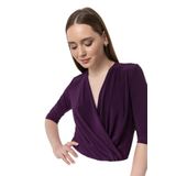 Mürdüm Alttan Çıtçıtlı Kruvaze Yaka Truvakar Kol Bluz&Body