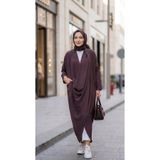 Mürdüm butik Asimetrik Tasarım Çapraz Tunik Keten Aerobin Kumaş-Mürdüm