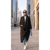 Mürdüm butik Asimetrik Tasarım Çapraz Tunik Keten Aerobin Kumaş-Siyah