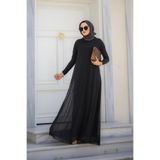 Mürdüm butik Şifon Detaylı Bahar Elbise-Siyah