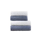 Mürdüm Home Sarmaşık Çift Renk Banyo Havlusu, 4'lü Paket 2 Parça (70x140),2 Parça (50x90) Yumuşak ve Emici, Kaliteli Günlük Kullanıma Uygun %100 Pamuk Havlu (İndigo-Beyaz)