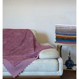 Mürdüm Nubuk Damarlı Çift Taraflı Şönil Çekyat Koltuk Örtüsü Şalı - 175 x 215 cm