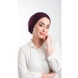 Mürdüm Pratik Hazır Geçmeli Tesettür Bone Fukuro Simli Büzgülü 2116_07