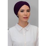 Mürdüm Pratik Hazır Geçmeli Tesettür Bone Sandy Kumaş Çapraz Büzgülü 1801_07