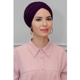 Mürdüm Pratik Hazır Geçmeli Tesettür Bone Sandy Kumaş Üç Çapraz 1803_07