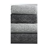 Mürdüm Sarmaşık Çift Renk Banyo Havlusu, 4'lü Paket 2 Parça (70X140),2 Parça (50X90) Yumuşak ve Emici, Kaliteli Günlük Kullanıma UYGUN%100 Pamuk Havlu (-Gri) - standart