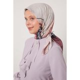 Mürdüm Şerit Desen Pamuk Eşarp