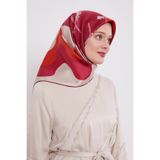 Mürdüm Yuvarlak Desen Twill İpek Eşarp