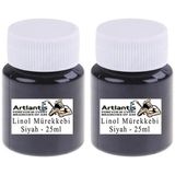 Mürekkebi Siyah 25 ml 2 Adet Linol Baskı Mürekkebi Blok Baskı Sanat Hobi - Standart