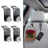 Murimt 4 paket Bling araba koltuğu kafalık kanca çantalar ve çantalar için askı araba arka koltuk organizatör depolama kanca Rhinestones beyaz araba aksesuarları kadınlar için