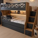 Mürsel Mobilya Atlantik Antrasit Çarpılı Model Çocuk Ranzası - 90 x 190 cm