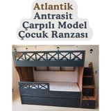 Mürsel Mobilya Atlantik Antrasit Çarpılı Model Çocuk Ranzası - 90 x 190 cm