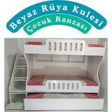 Mürsel Mobilya Mdf 3 Kişilik Beyaz Rüya Kulesi Çocuk Ranzası - 90 x 190 cm