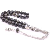 Murty99 Hakiki Doğal Rainbow Obsidyen Taşı Tesbih 8 mm - Sarı - Siyah