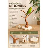 Mus3D Doğal Dal Tasarımlı Muhabbet Kuşu Tünek Ağacı | Dekoratif Kuş Tüneği | PLA+ 3D Baskı | 20 cm