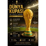 MUS3D Dünya Kupası Temalı Dekoratif Kupa – Pla Malzeme – 17,5 cm Futbol Temalı Masa ve Raf Süsü (3d Baskı)