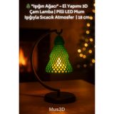 Mus3D 🌲 “Işığın Ağacı” – El Yapımı 3D Çam Lamba | Pilli LED Mum Işığıyla Sıcacık Atmosfer