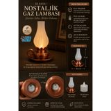 Mus3D Nostaljik Gaz Lambası Görünümlü Dekoratif LED Mumluk | PLA+ 3D Baskı | Pilli LED Mum Dahil | 15 cm