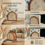 MUS3D Rattan Dekoratif Peçetelik – Rattan Desenli Modern Masaüstü Peçete Standı | Plastik | 13 cm