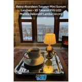 Mus3D Retro Akordeon Tasarım Mini Sunum Lambası – 3D Tasarım Pilli LED Mumlu Dekoratif Lamba (14 cm)