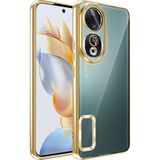 Musal Huawei Honor 90 Kılıf Köşeleri Renkli Şeffaf Kamera Korumalı Silikon Luxury Kapak - Gold