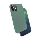 Musal Iphone 12 İle Uyumlu Mini Kılıf Kadife İç Yüzey Wireless Destekli Silk Silikon, Koyu Yeşil